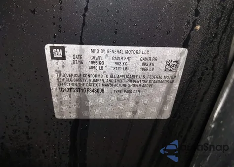 2016 Chevrolet Malibu 1Lt z USA, uszkodzony, nr VIN 1G1ZE5ST1GF343008